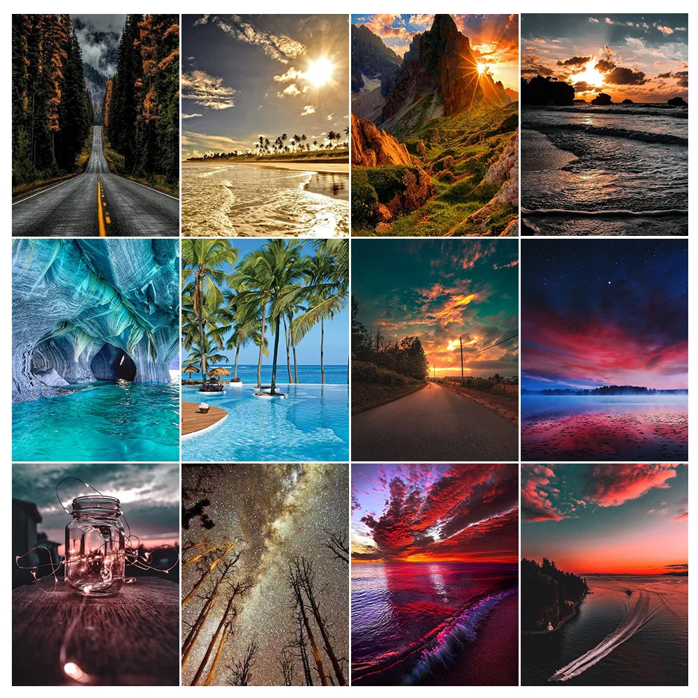 

Набор для алмазной живописи 5D «сделай сам», картина с пейзажем, полная выкладка из квадратных/круглых страз, семейный Декор