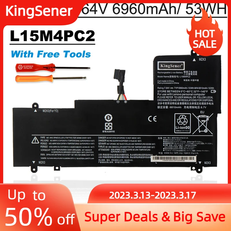 Аккумулятор KingSener L15M4PC2 L15L4PC2 для ноутбука Lenovo YOGA 710-14ISK 710-14IKB 710-15ISK 710-15IKB 5B10K90778 5B10K90802