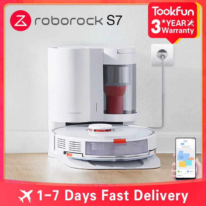 New Roborock S7 Robot Vacuum Cleaner Auto-Empty Dock Sweeping Washing Mopping 2500PA Cyclone Suction Dust WIFI APP Smart Planned