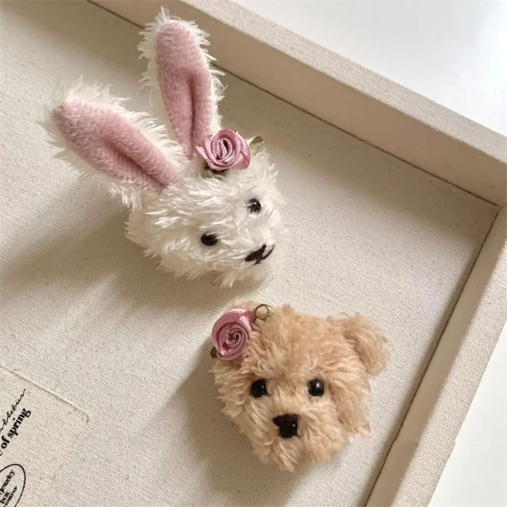 Заколка для волос в корейском стиле с кроликом и медведем милая заколка виде