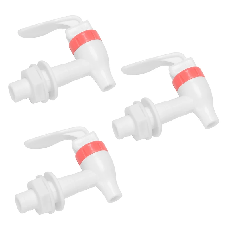 

3X Spare Part Faucet Plastic Tap Drain Tap Dispenser White Pink