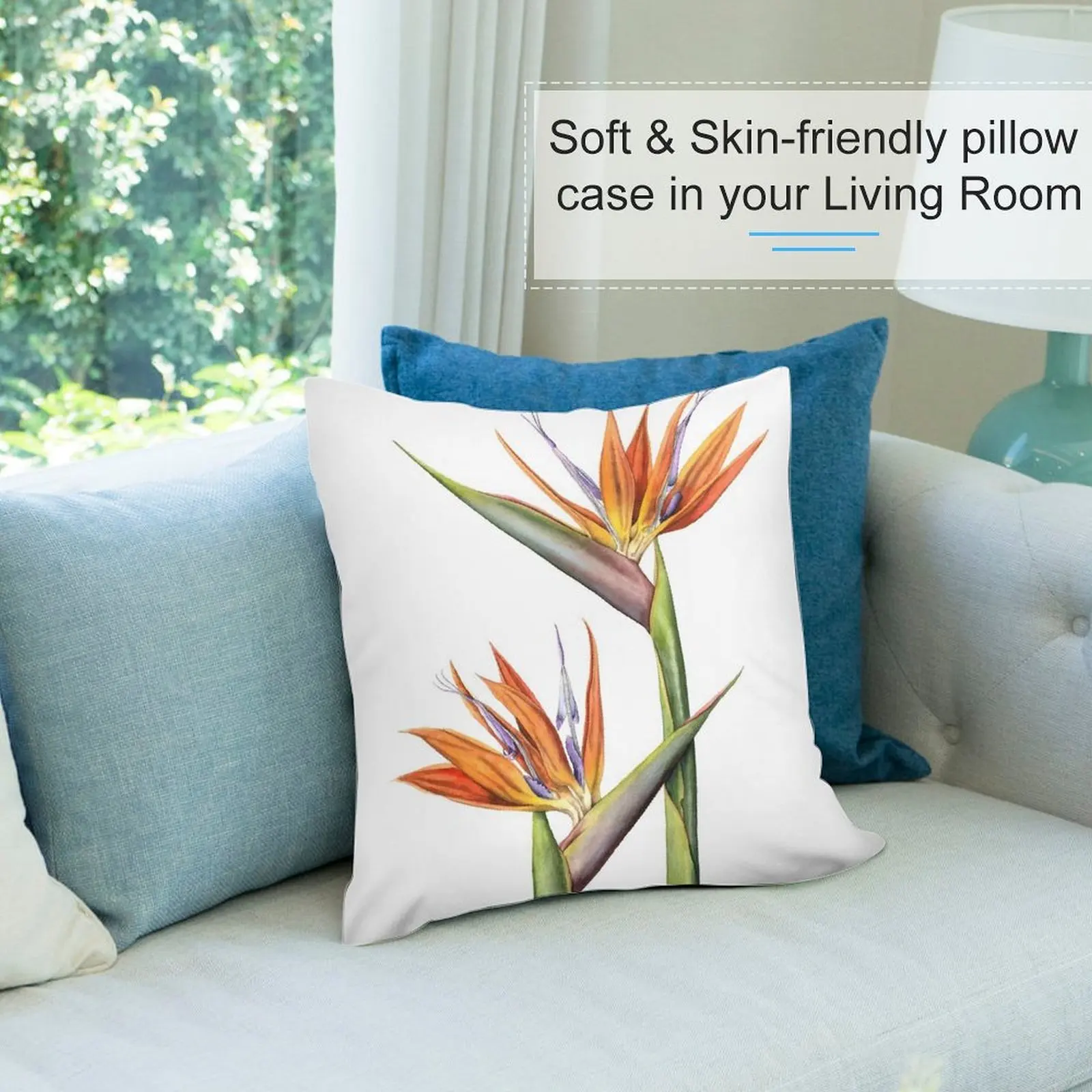Птица рая цветок (Strelitzia reginae) диванная подушка Роскошные диванные подушки