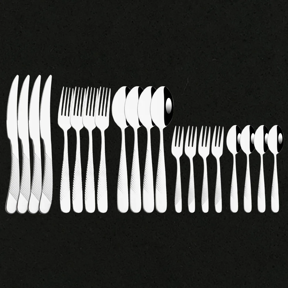 

4People Stainless Steel Cutlery Set Mirror Kitchen Dinnerware Knife Fork Spoon Dinner Set Western Kitchen flatware Set Tableware