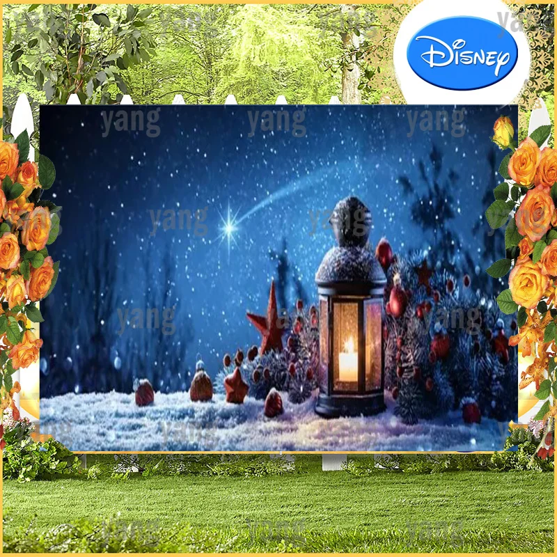 Cartoon Lovely Blue Custom Gifts Happy New Year Winter Tree Decoration Background Merry Christmas Banner Happy Party Backdrop