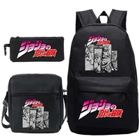 fashion 3 set backpacks anime jojo bizarre adventure print backpack women men book bag teenage jojo bizarre adventure schoolbag