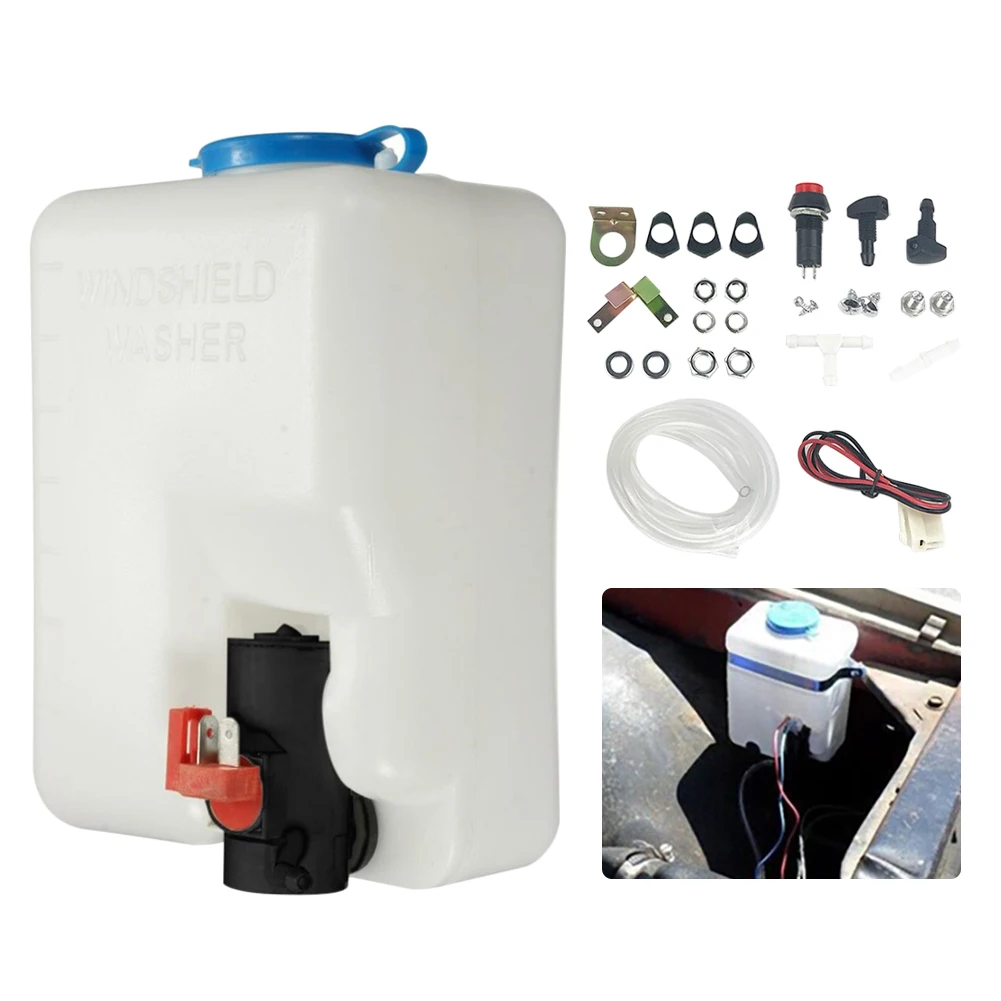 

12V 1.5L Car Windshield Glass Wiper Systems Universal Washer Tank Water Pump Bottle Reservoir Installation Kit Car Accessories