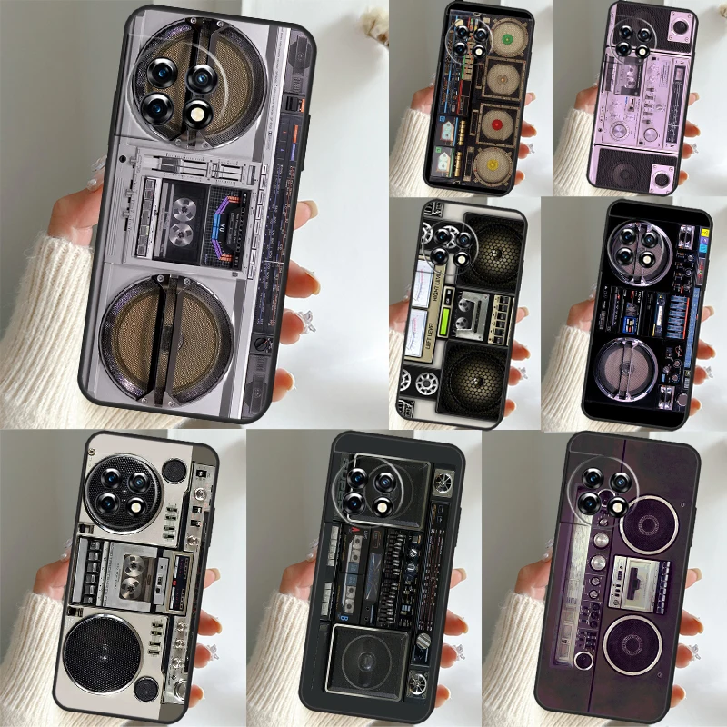 Retro Black Boombox For Oneplus 8 9 10 11 Pro 8T 9RT 10T Ace Phone Case For Oneplus Nord 2T N10 N20 CE 2 Lite