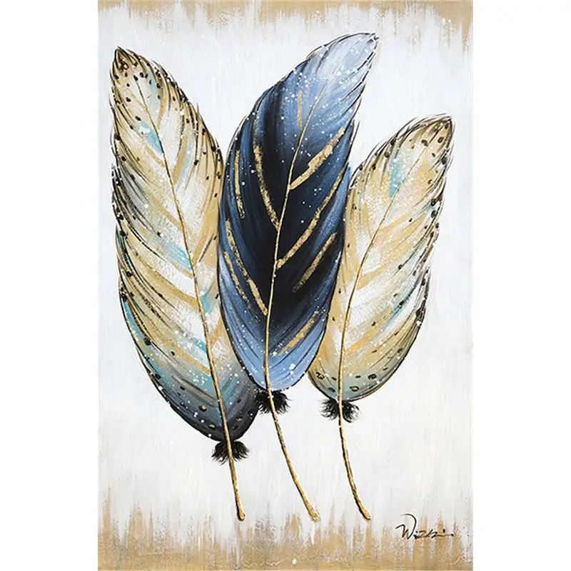 

GATYZTORY Frame Picture By Numbers Three Feather Oil Paint Kits Handmade DIY Gift For Adults Children 60x75cm Home Decoration