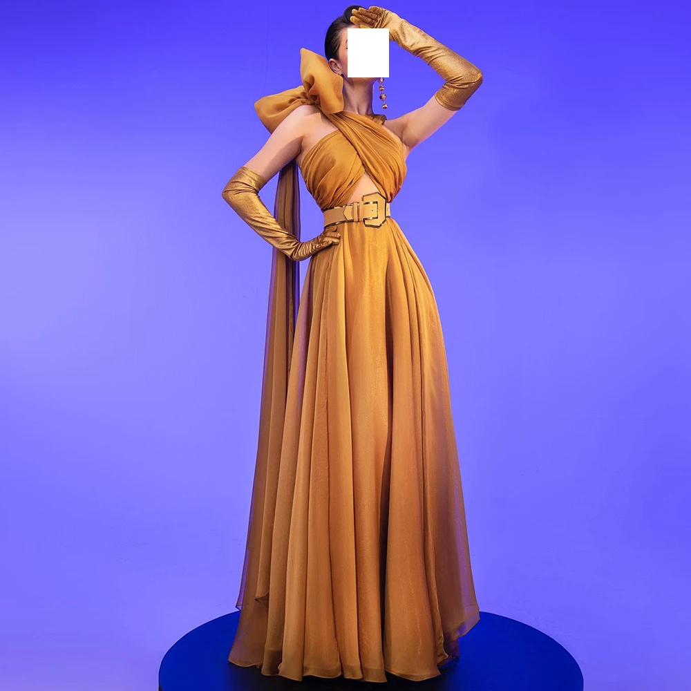 Элегантные вечерние платья женские прямые со съемным рукавом складками шлейфом