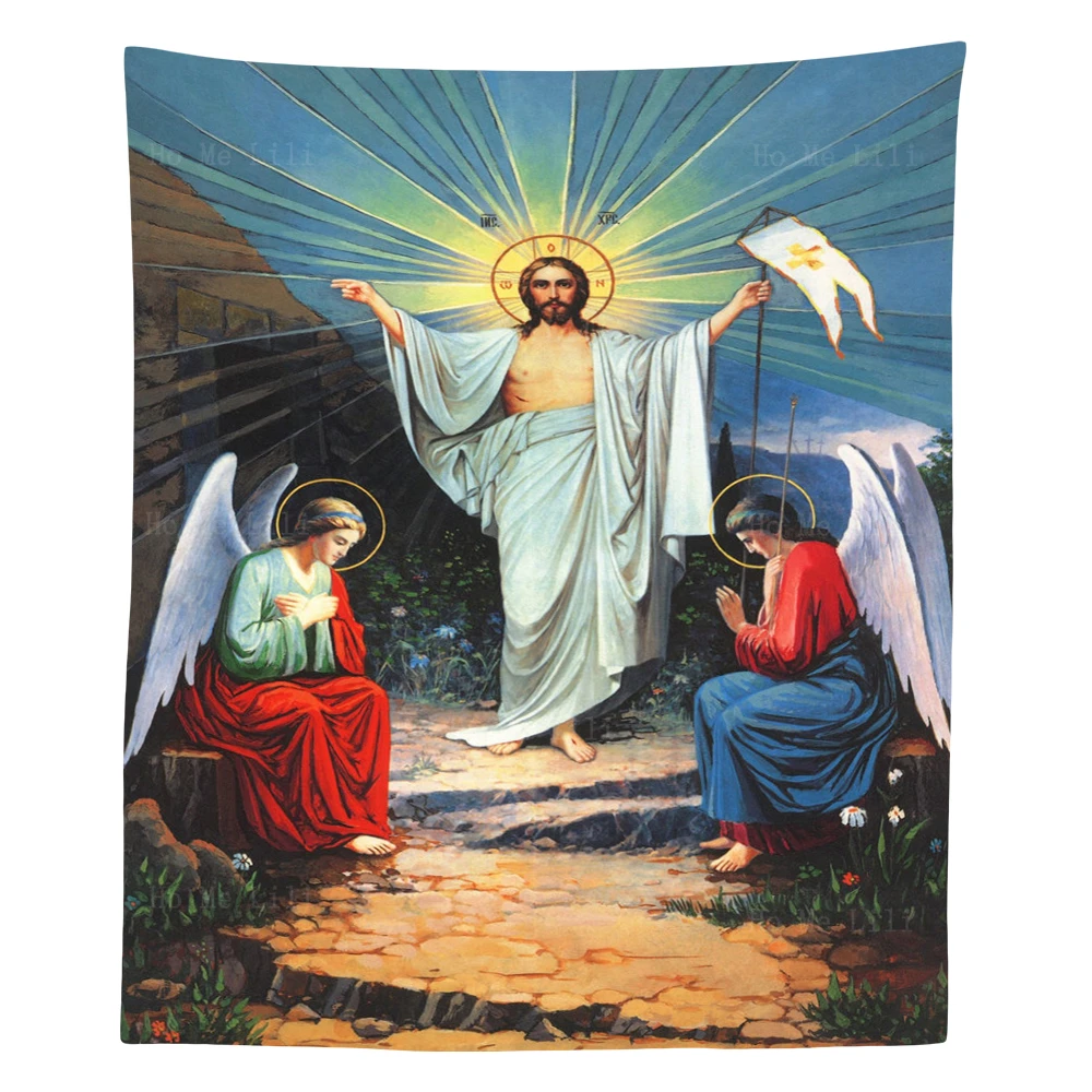 

Son Of God Jesus Resurrection Crucifixion Of Christ Sacred Orthodox Icon Tapestry By Ho Me Lili For Bedroom Home Decor