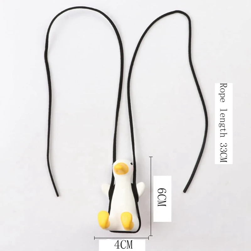 2 Pcs Super Cute Swing Duck Mirror Hanging Car Interior Accessories Rearview Pendant Decoration