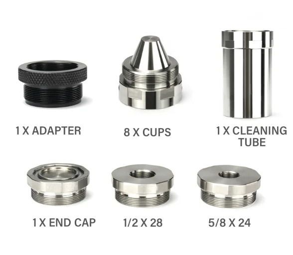 

Car Screw Kit 7'L 1.5'' OD Dodecagonal Stainless Steel 17-4 Modular Solvent Trap kit Tube 1.375x24, 5/8x24+1/2x28 Screw