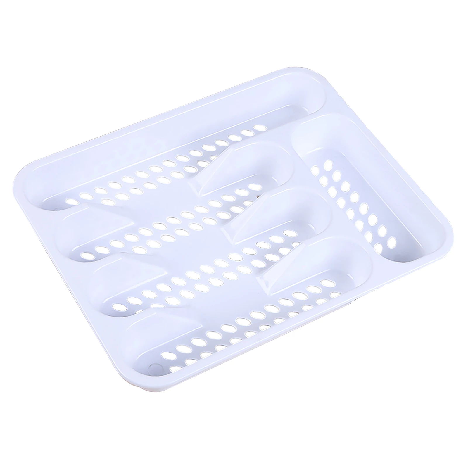 Large Capacity Rectangle Cutlery Organizer 5 Compartments Drawer Divider Home Office Storage Box Plastic Tray For Kitchen Daily