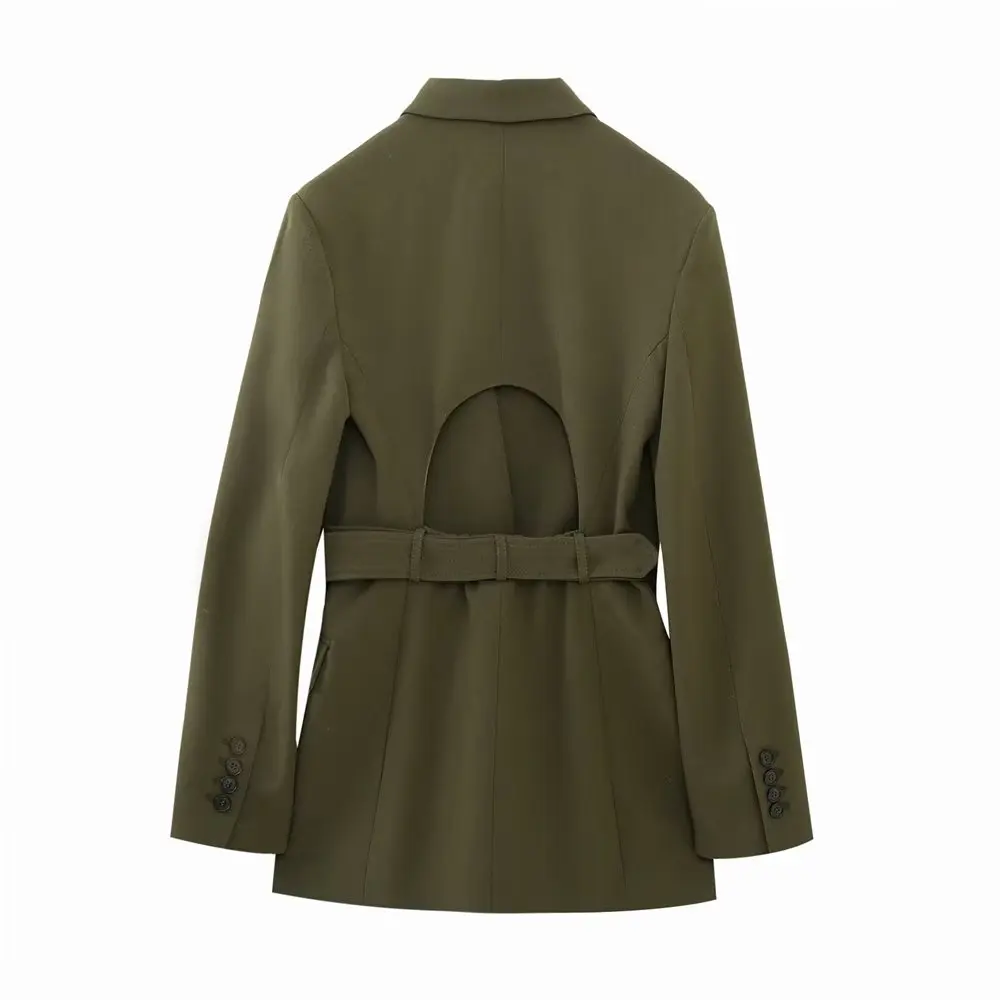 Jenny&Dave 2023 New Retro Split Belt Design Blazers Fashion Women's Suit Women Tops