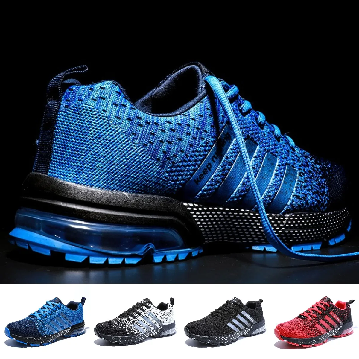 Unisex Sports Shoes Summer New Men Sneakers Lace Up Low Top Casual Air Cushion Shoes Breathable Womens Running Shoes Size 35-47