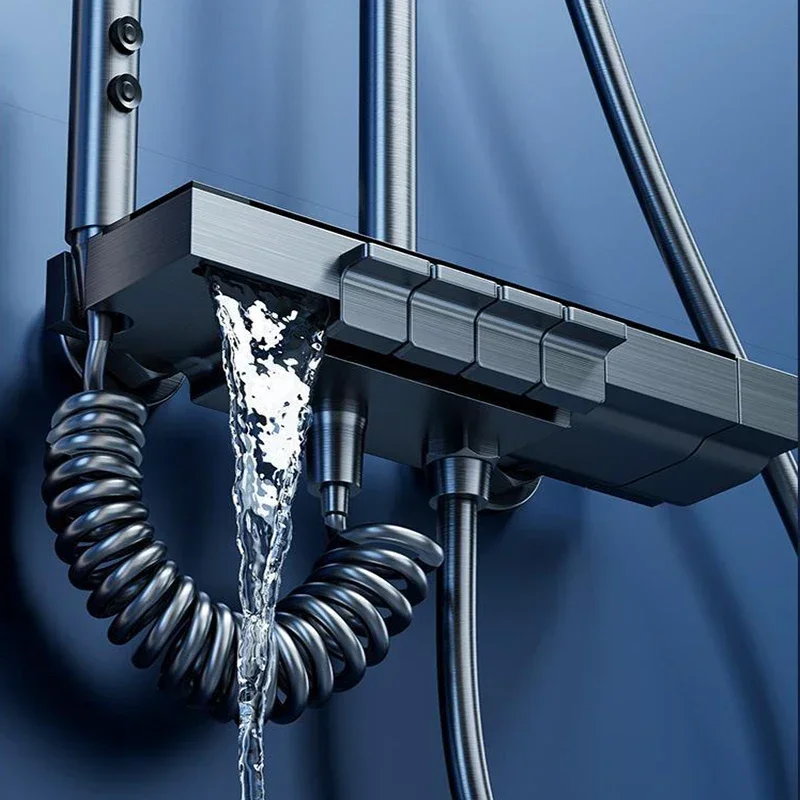 Латунный корпус умная температура цифровой дисплей душевой набор настенное