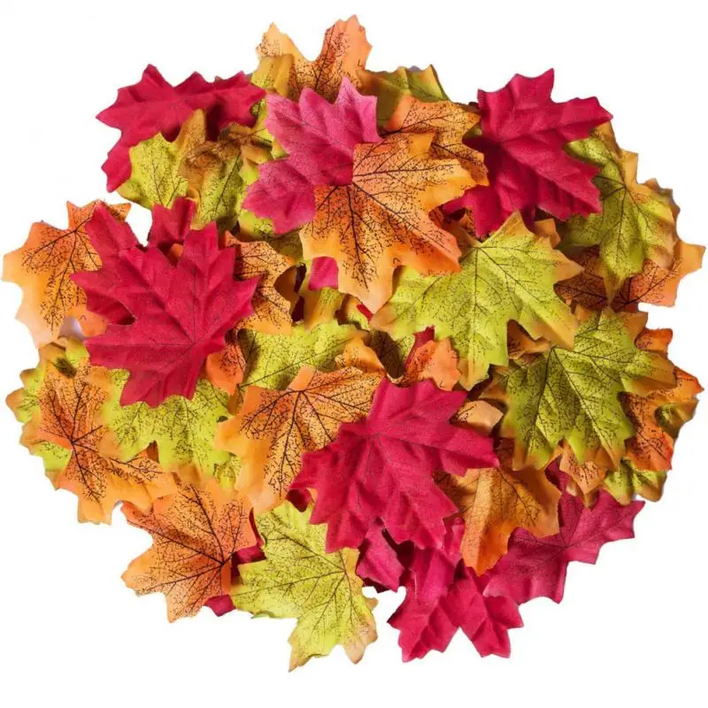 

1 Set 50/200 Pcs Fake Foliage Plants Decoration Artificial Vine Yellow Autumn Maple Leaf Fake Garland Plants Foliage Garden Deco