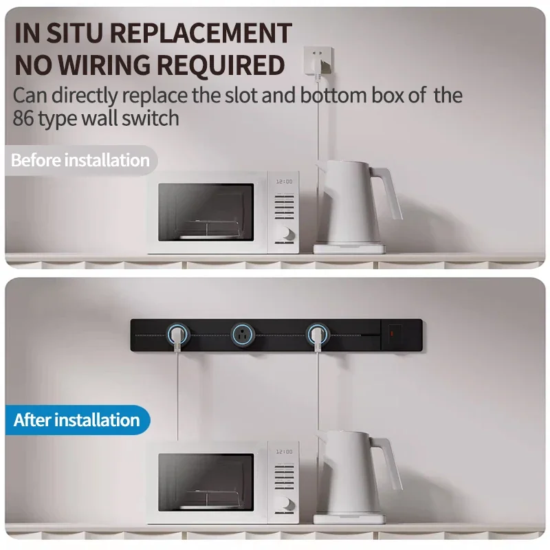 Настенная розетка с выключателем кухонная Алюминиевая выдвижная Розетка 40 см 50