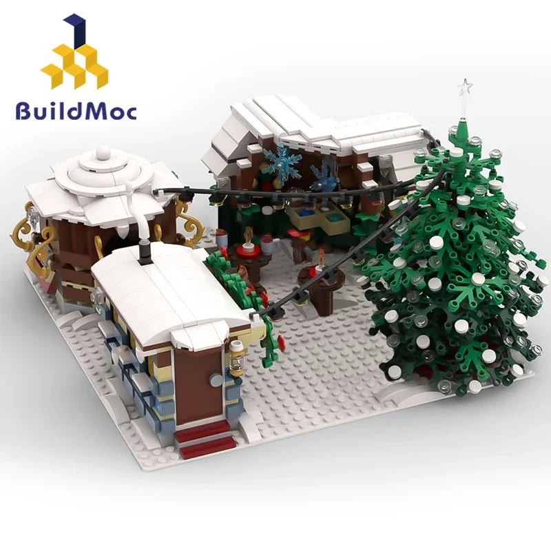 BuildMoc Зимнее село 1397 деталей
