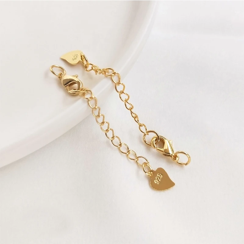 Позолоченная латунная цепочка-удлинитель с застежкой в форме сердца