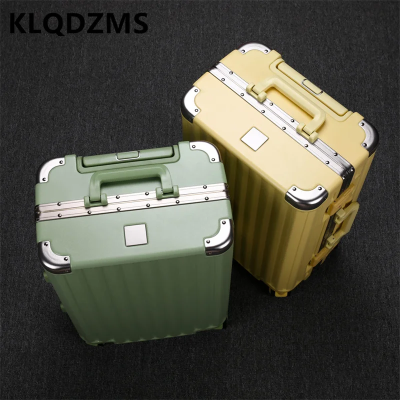 KLQDZMS New Universal Candy-colored Aluminum Frame Luggage Password Lock Student Suitcase 20 