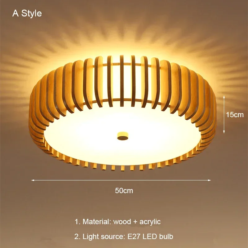 

Деревянный светодиодный потолочный светильник для гостиной, ресторана, спальни, кухни, люстра E27, лампа для внутреннего освещения, декор, светильник