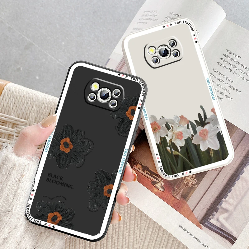 

Flower Luxury Scene Art Phone Case For Xiaomi Mi Poco X4 X3 C40 C3 M4 M3 F4 F3 GT Pro NFC 5G TPU Funda Liquid Rope Cover
