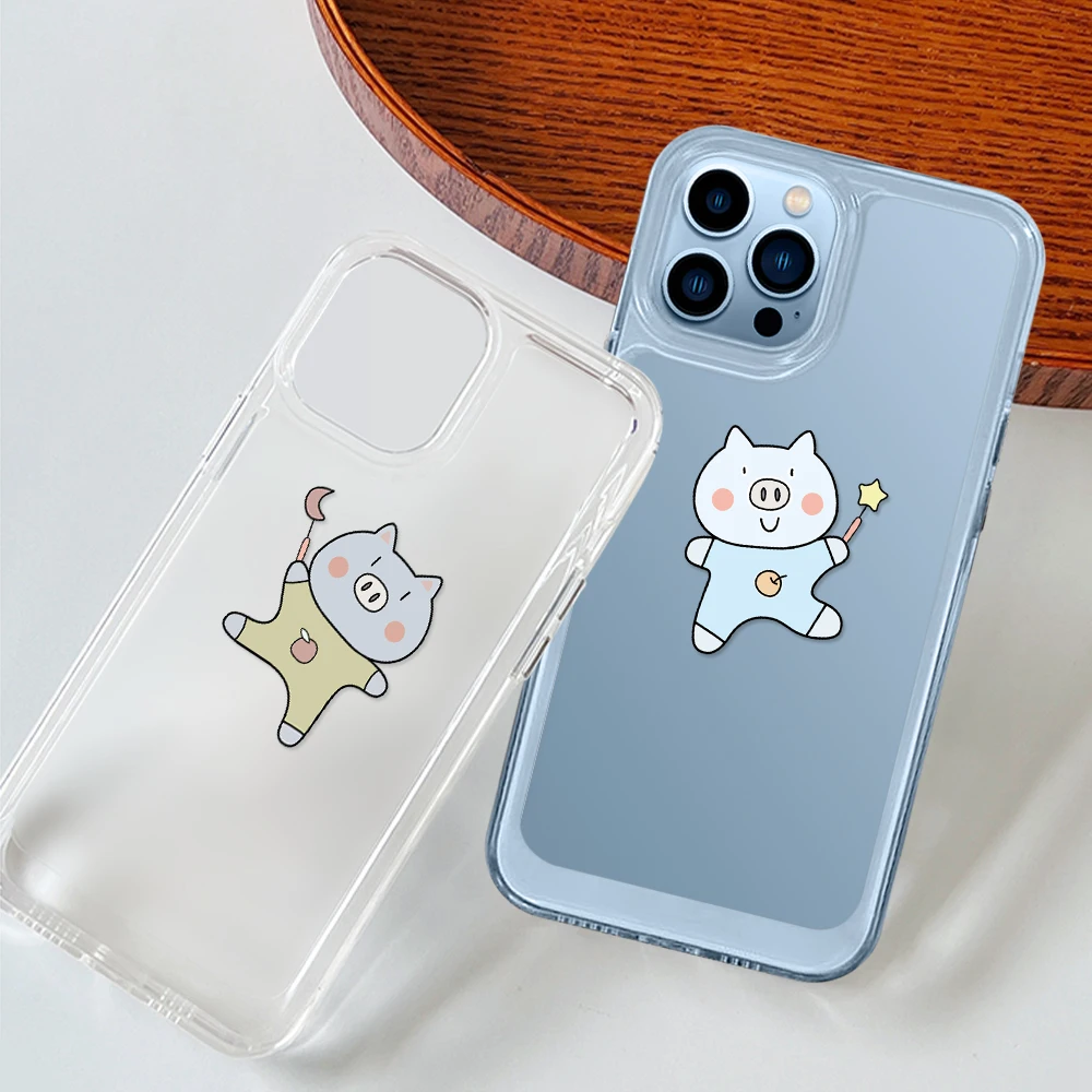 

Clear Shell Cute Pig Phone Case for iPhone 14 13 12 11 Pro Max Mini XS XR X Back Cover for iPhone14ProMax Coque Cartoon Fundas