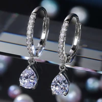 leeker elegant silver color flower square drop dangle earring for women bridal accessories cubic zirconia jewelry 2022 422 lk2