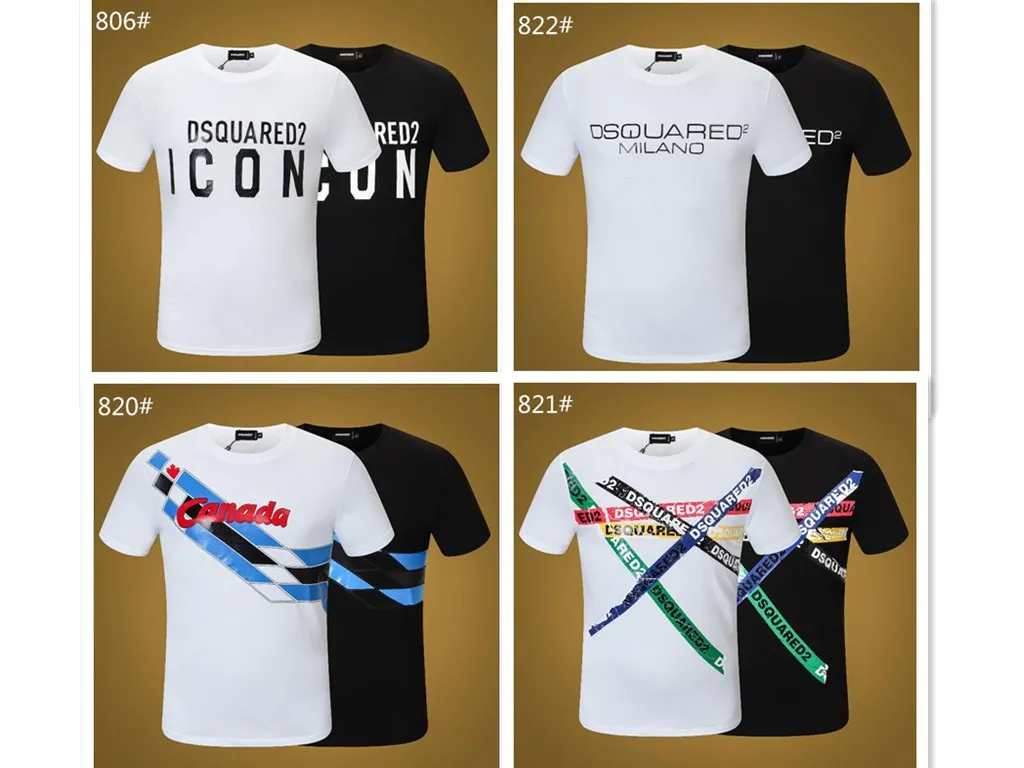 

Summer New Style Dsquared2 Street Hip-Hop Round Neck Short-Sleeved T-Shirt Cotton Locomotive Letter Printing Casual T-Shirt