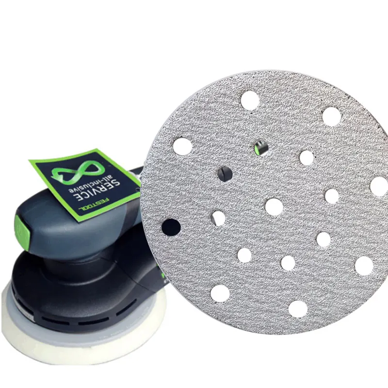 ATPRO 6 Inch 17 Hole Flocking Dry Sanding Paper Round White Sand Frosted BrushedSheet Car Putty Polishing Spray Paint 20 Pieces