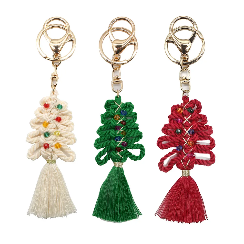 

Macrame Christmas Tree Key Chain Wall Hanging Colourful Handwoven Boho Decoration Bohemian Decor For Living Room Kids Gift