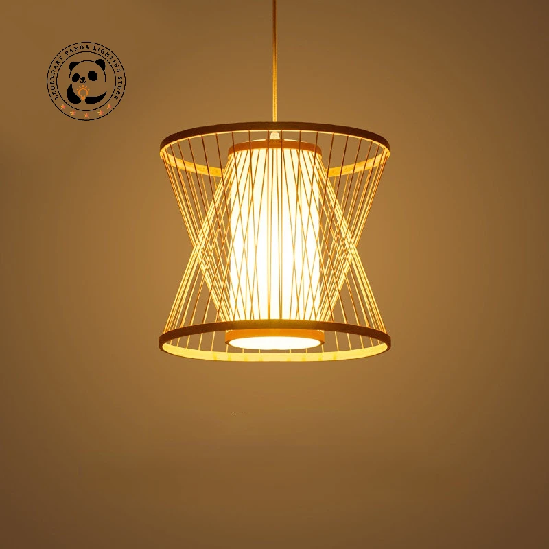 

Chinese Style Bamboo Lantern Pendant Lights Rattan Wicker Chandeliers Hand-Woven Bamboo Lampshades E27 Lighting Hanging Lights