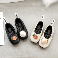 kids leather shoes for girls little big children princess flats loafers slip on shoes pineapple decoration designer party shoes