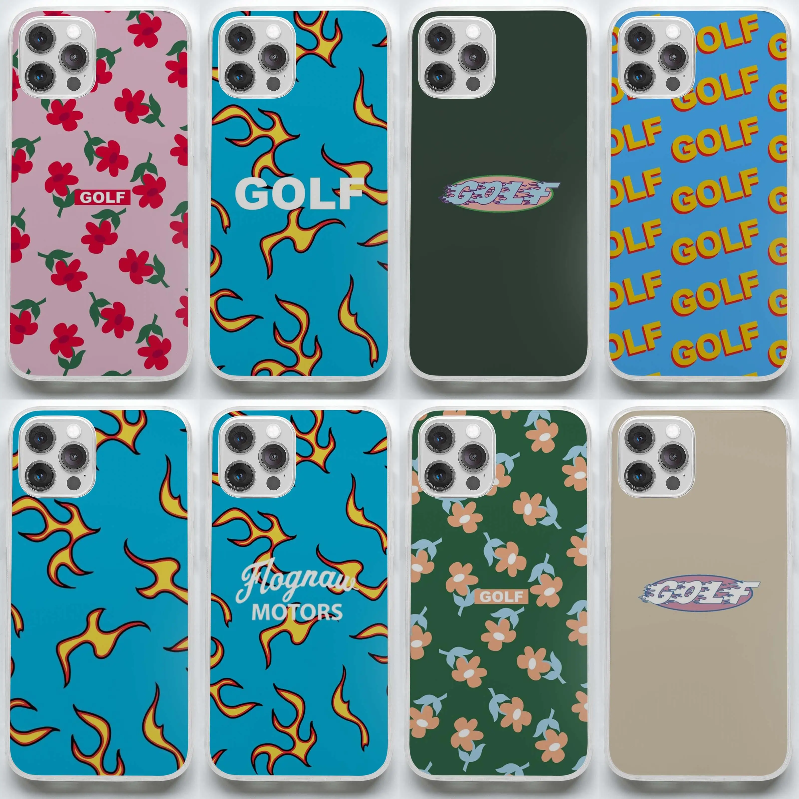 

Golf Flame Flowers Soft Phone Case for iPhone X XS XR Max 7 8 Plus 11 12 13 Pro Max Mini Dog Soft Accessories Pattern TPU Print