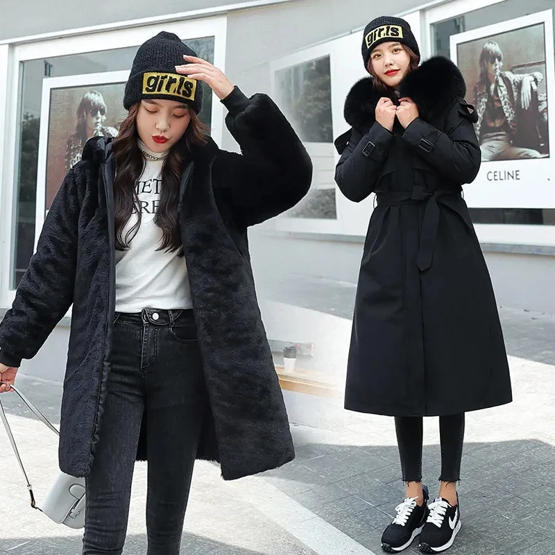 

Winter Jacket Women Parkas Thick Warm Fur Lining Long Coat Parka Female Hooded Coats and Jackets Distachable Outwear 5XL Zm1766