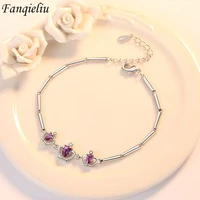 fanqieliu s925 stamp crystal jewelry charm bracelet for women luxury gift vintage crown extend chain bangles girl new fql20338
