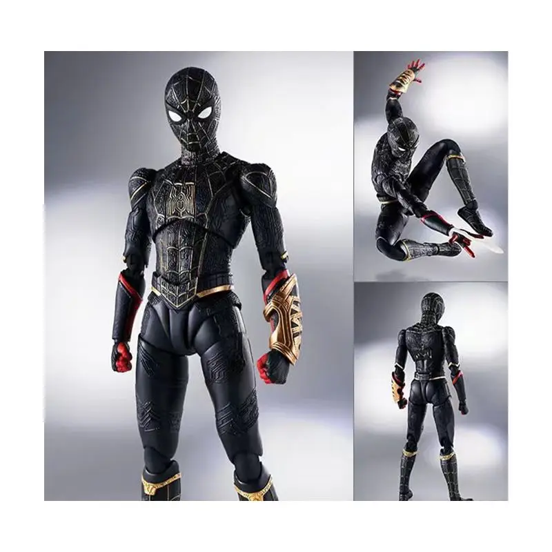

Оригинальный BANDAI S.H. Фигурки, Человек-паук, черный золотой костюм, без дороги, домашняя искусственная кожа, аниме, коллекционные фигурки, мод...
