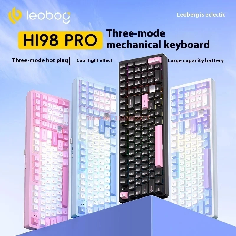 Новая механическая клавиатура Leobog Hi98Pro беспроводная 3 режима 2 4G алюминий