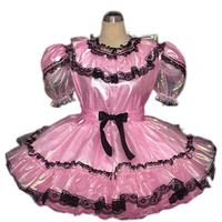 new hot selling sexy gothic adult sissy mirror organza bubble sleeve party dress maid dress customization