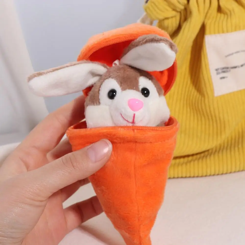 Милая плюшевая кукла кролик в моркови брелок-трансформер кольцо для ключей