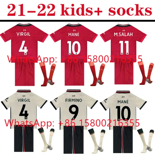 

2021 2022 MANE kids 21 22 Tops M.SALAH THIAGO DIOGO J Liverpooles soccer jersey ORIGI MILNER A.BECKER football shirt kit