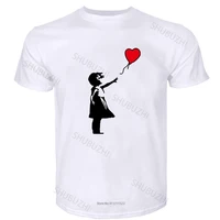 mens short sleeve t shirt Banksy Girl With Balloon Mens Pemium T Shirt Graffiti Art Urban Art Anarchy fashion tee-shirt male