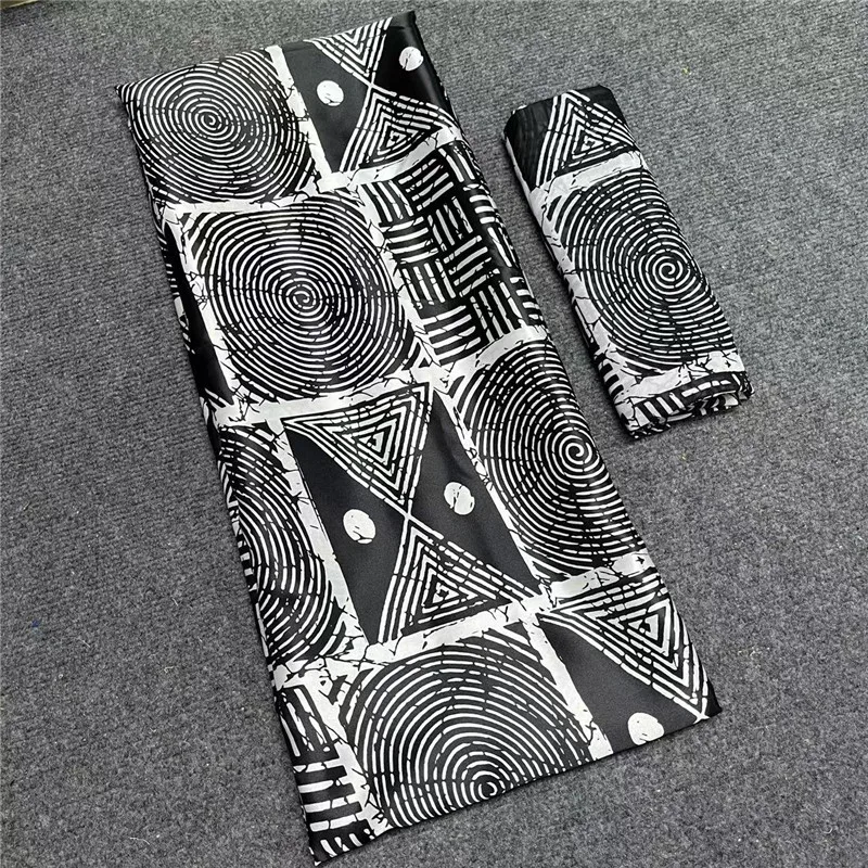 

Африканская восковая лента шелковая воск Анкара 2023 атласная ткань 4 ярда audel/моделирующая ткань для платья + 2 ярда шифона LY031401