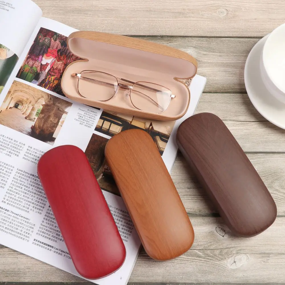 

Wood Grain Reading Glasses Case PU Leather Eyeglass Box Hard Frame Eyewear Protector Spectacles Container Case for Men Women