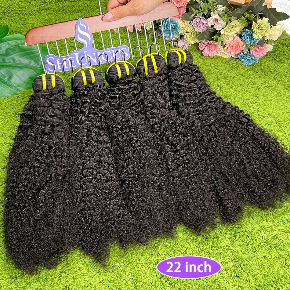 Фото Наборы кудрявых волос 4B Kinky Curly # Натуральные черные волосы 1B, двойная прядь, для наращивания, 1/2/3/4 пучка, необработанные, натуральные, девственные волосы №4