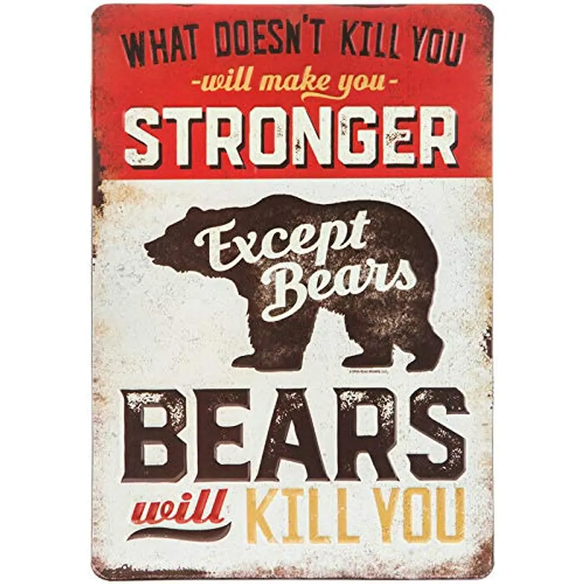 

What Doesn't Kill You Makes You Stronger Except Bears Will Kill Aluminum Sign Home Bar Coffee Kitchen Wall Iron Poster 8x12 inch