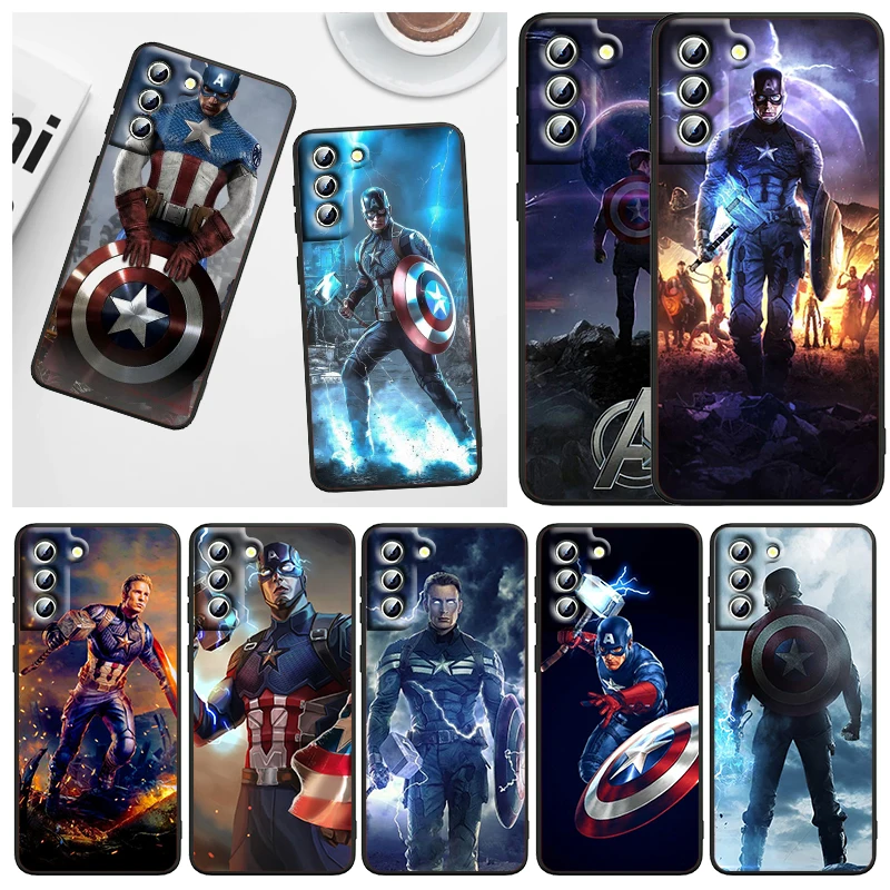 

Marvel Captain America For Samsung Galaxy S22 S21 S20 FE Ultra Pro Lite S10 5G S10E S9 S8 Plus S7 Edge Black Phone Case