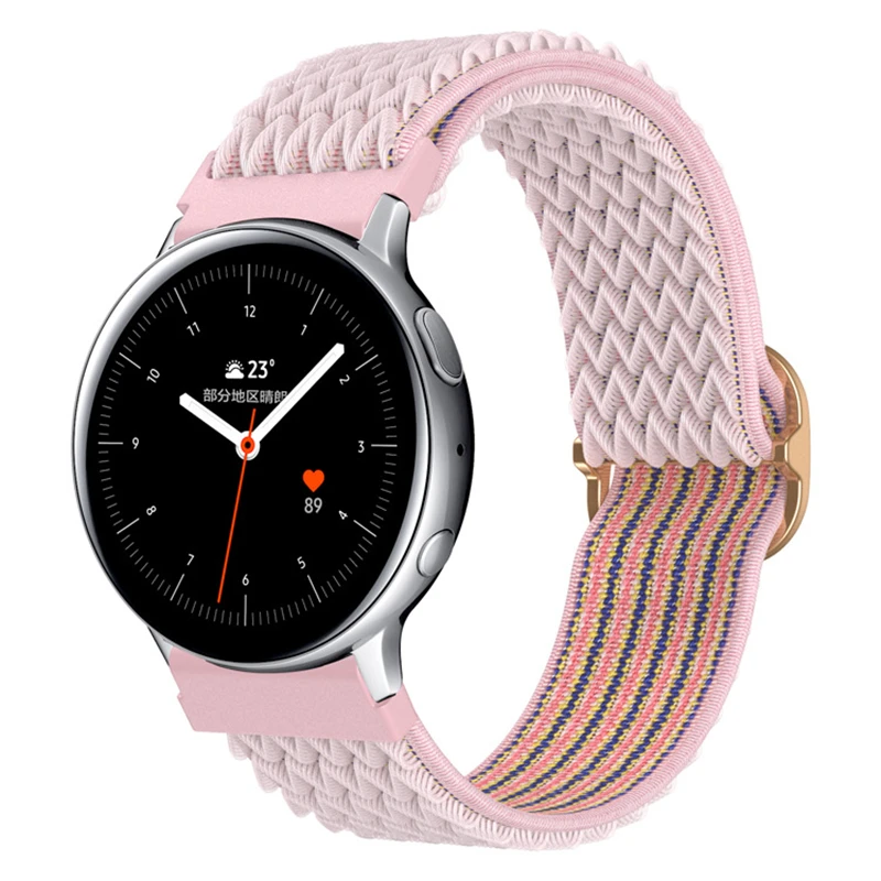 

For Samsung Galaxy Watch 3 45mm 41mm 46mm Gear S3 Frontier band active 2 20mm 22mm Adjustable Elastic Nylon Woven Loop strap