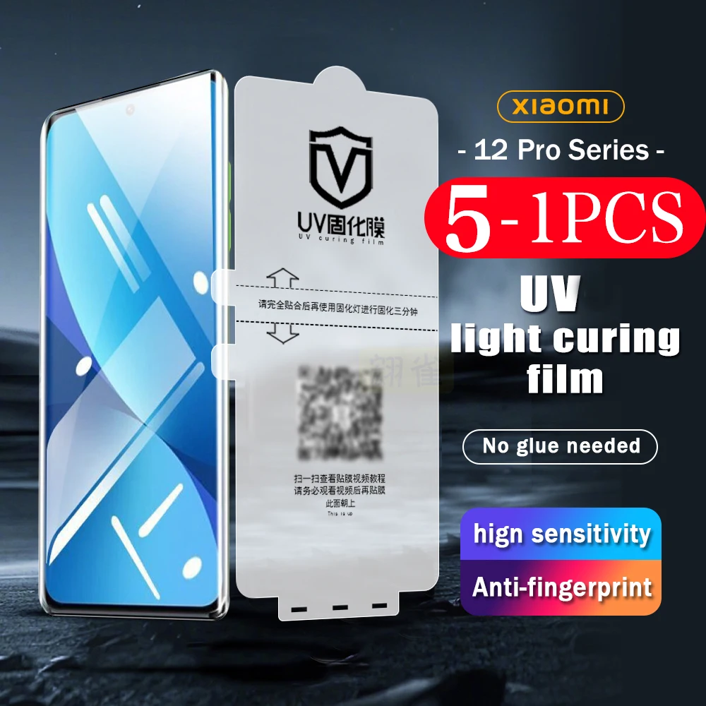 

5-1Pcs full cover screen protector For xiaomi 10 11 12 13 pro 12s Ultra 12x 10s UV light curing film civi 1s 2 Mix 4 Not Glass